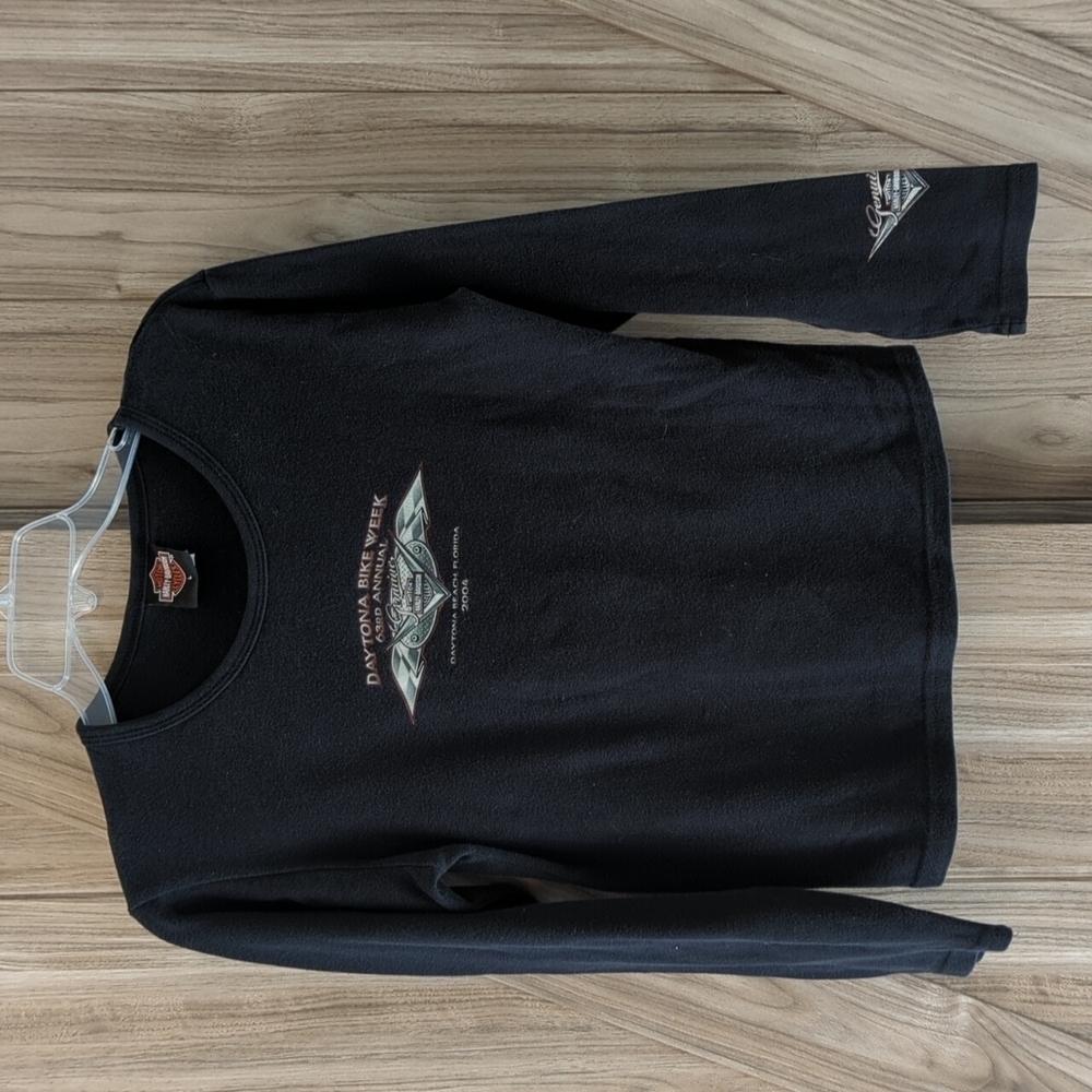 Harley-Davidson Women's Long Sleeve Double Sided Graphic Tee Sz Lg Daytona 2004